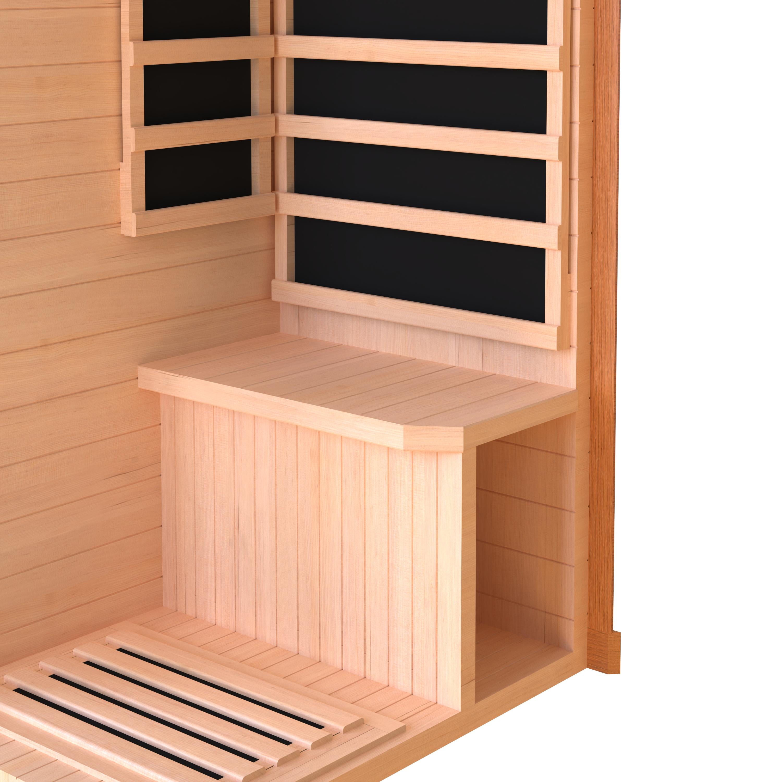 Steam Sauna, 120V/900W Infrared Sauna Room, Indoor Wooden Sauna with Adjustable Temperature, Timer, Bluetooth Music Connection, Foot Care, Light Setting for Spa, Gym