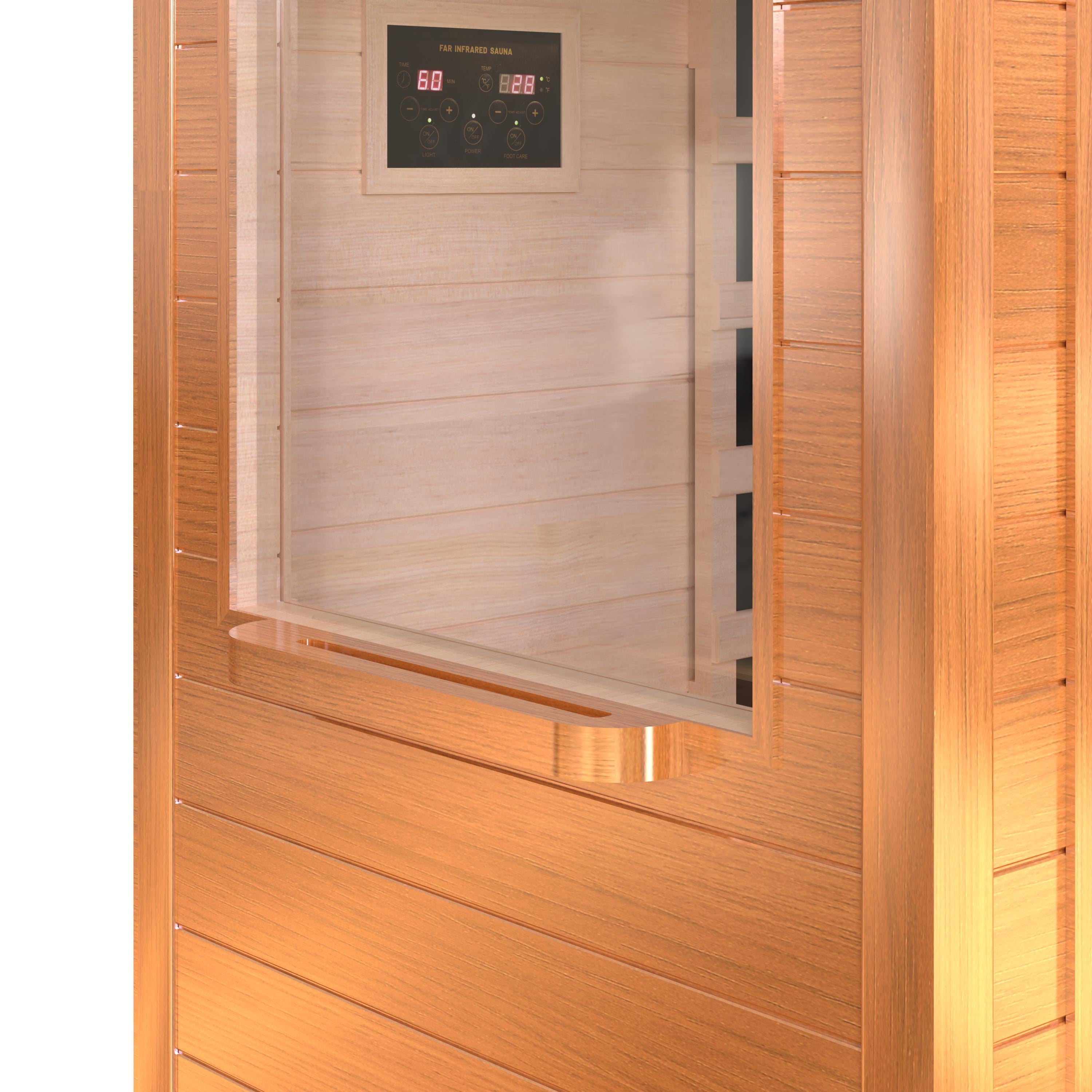 Steam Sauna, 120V/900W Infrared Sauna Room, Indoor Wooden Sauna with Adjustable Temperature, Timer, Bluetooth Music Connection, Foot Care, Light Setting for Spa, Gym