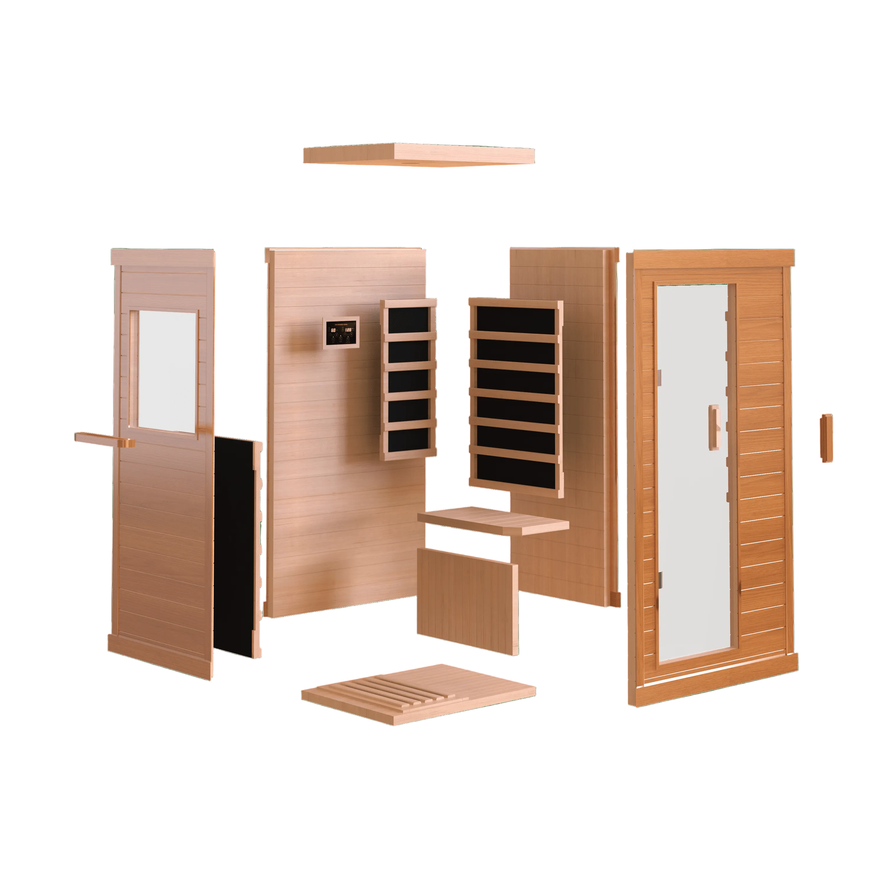 Steam Sauna, 120V/900W Infrared Sauna Room, Indoor Wooden Sauna with Adjustable Temperature, Timer, Bluetooth Music Connection, Foot Care, Light Setting for Spa, Gym