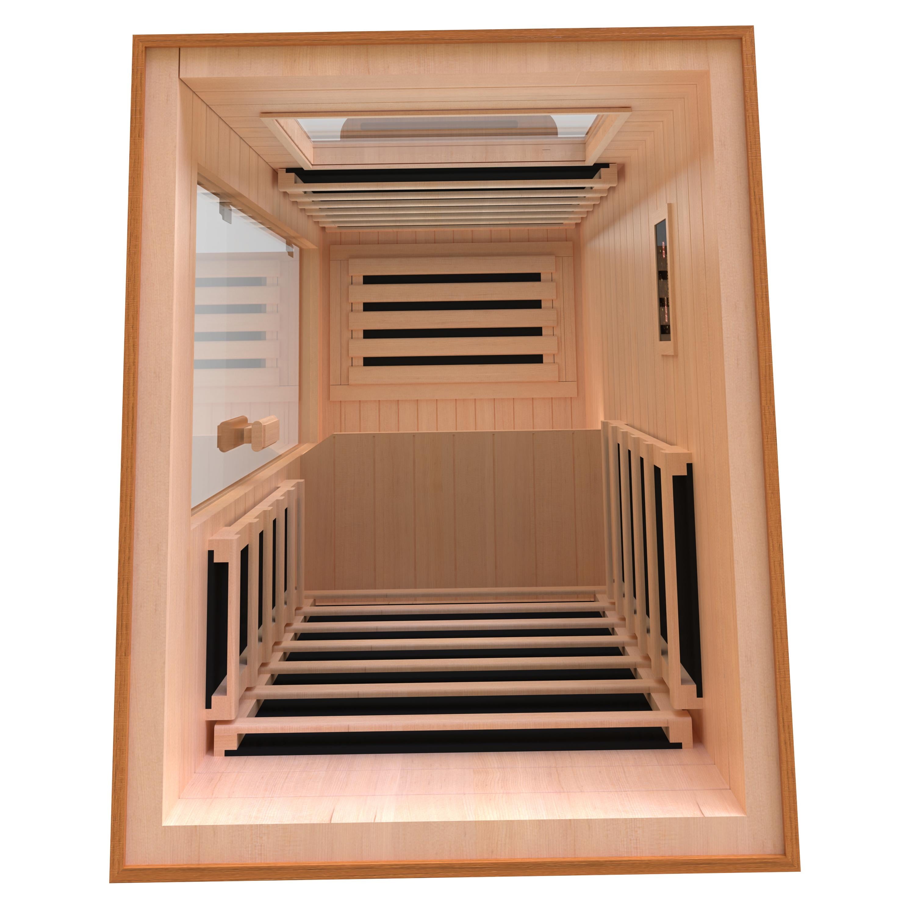 Steam Sauna, 120V/900W Infrared Sauna Room, Indoor Wooden Sauna with Adjustable Temperature, Timer, Bluetooth Music Connection, Foot Care, Light Setting for Spa, Gym