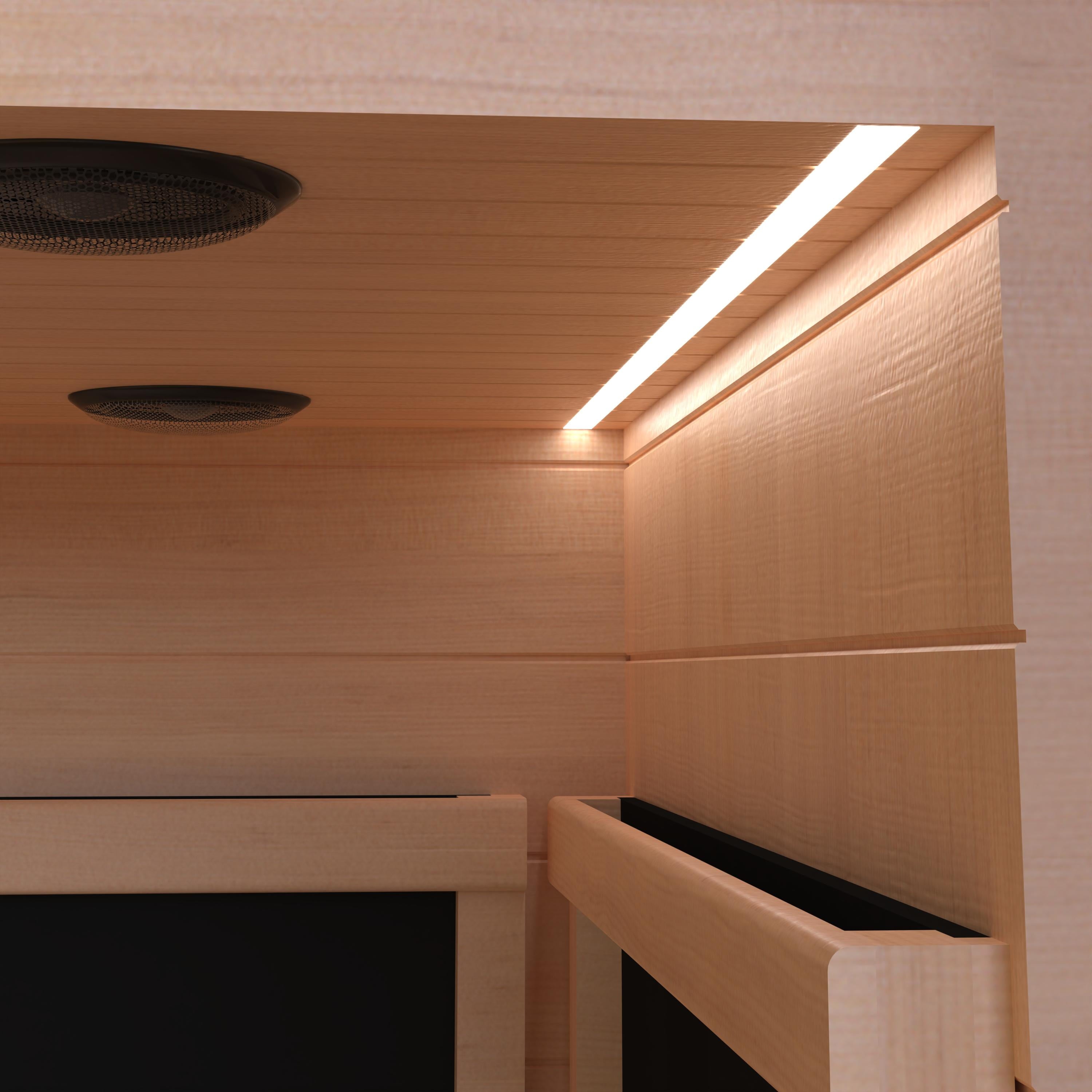 Steam Sauna, 120V/900W Infrared Sauna Room, Indoor Wooden Sauna with Adjustable Temperature, Timer, Bluetooth Music Connection, Foot Care, Light Setting for Spa, Gym
