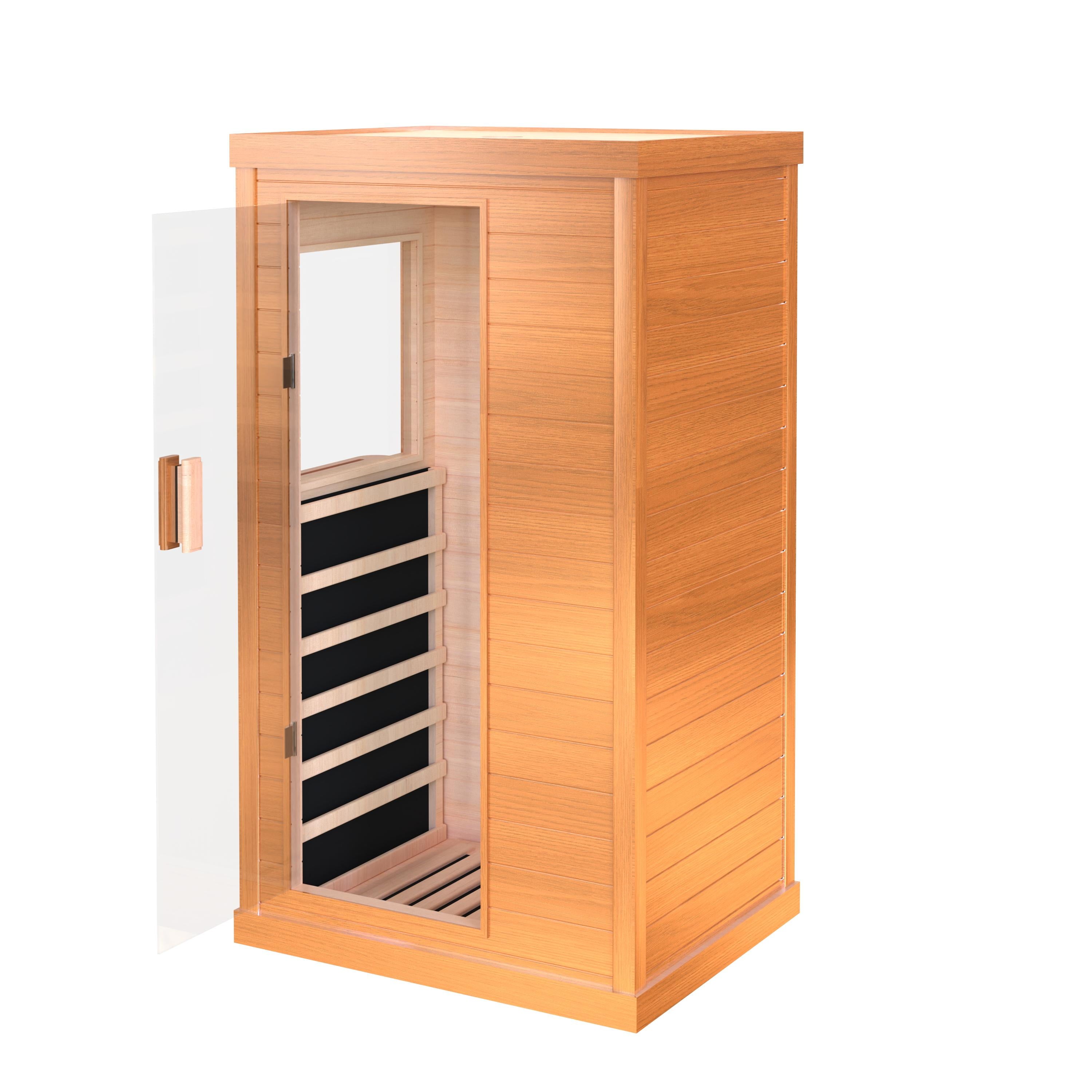 Steam Sauna, 120V/900W Infrared Sauna Room, Indoor Wooden Sauna with Adjustable Temperature, Timer, Bluetooth Music Connection, Foot Care, Light Setting for Spa, Gym